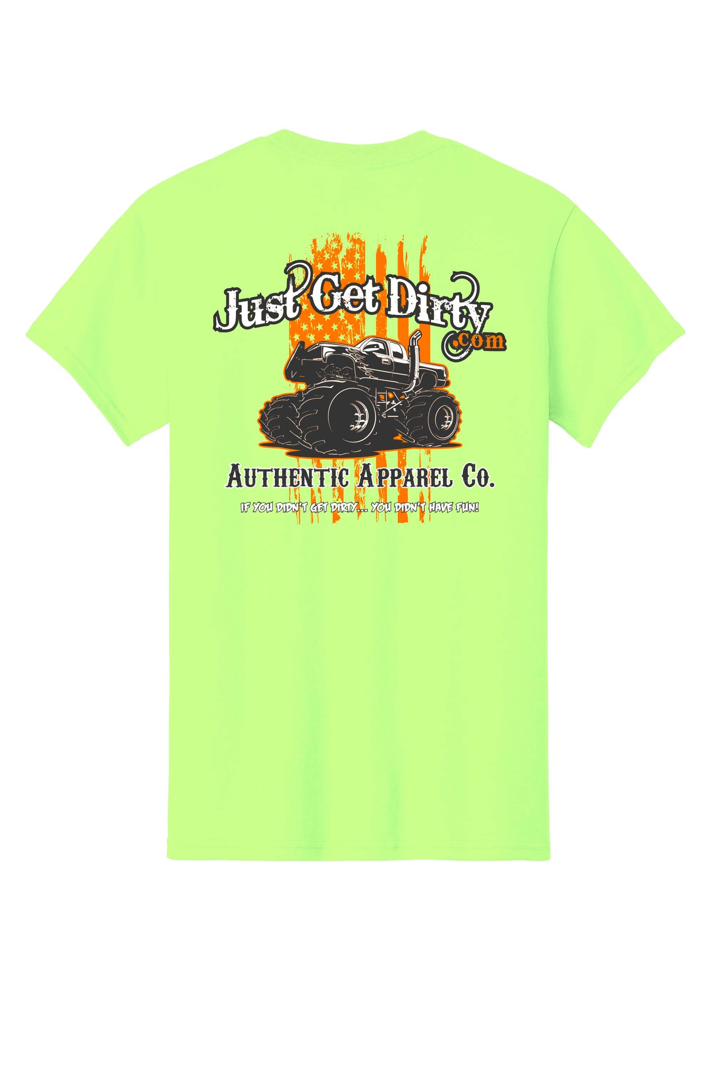 Just Get Dirty Monster Truck T-Shirt: Black, Green