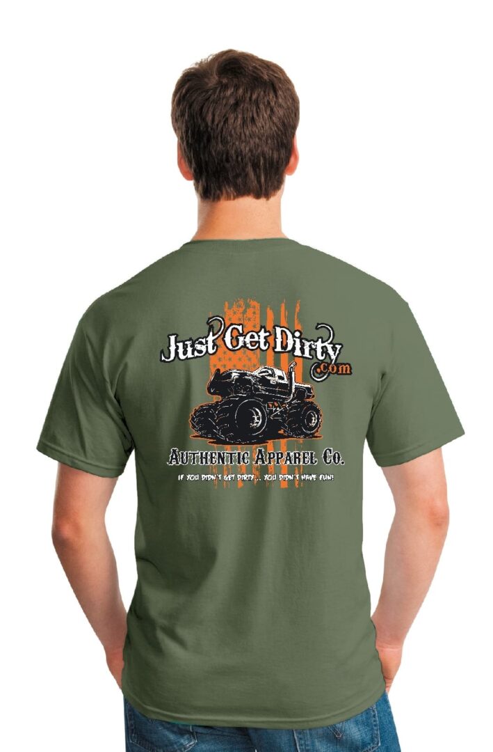 Just Get Dirty Monster Truck T-Shirt: Black, Green