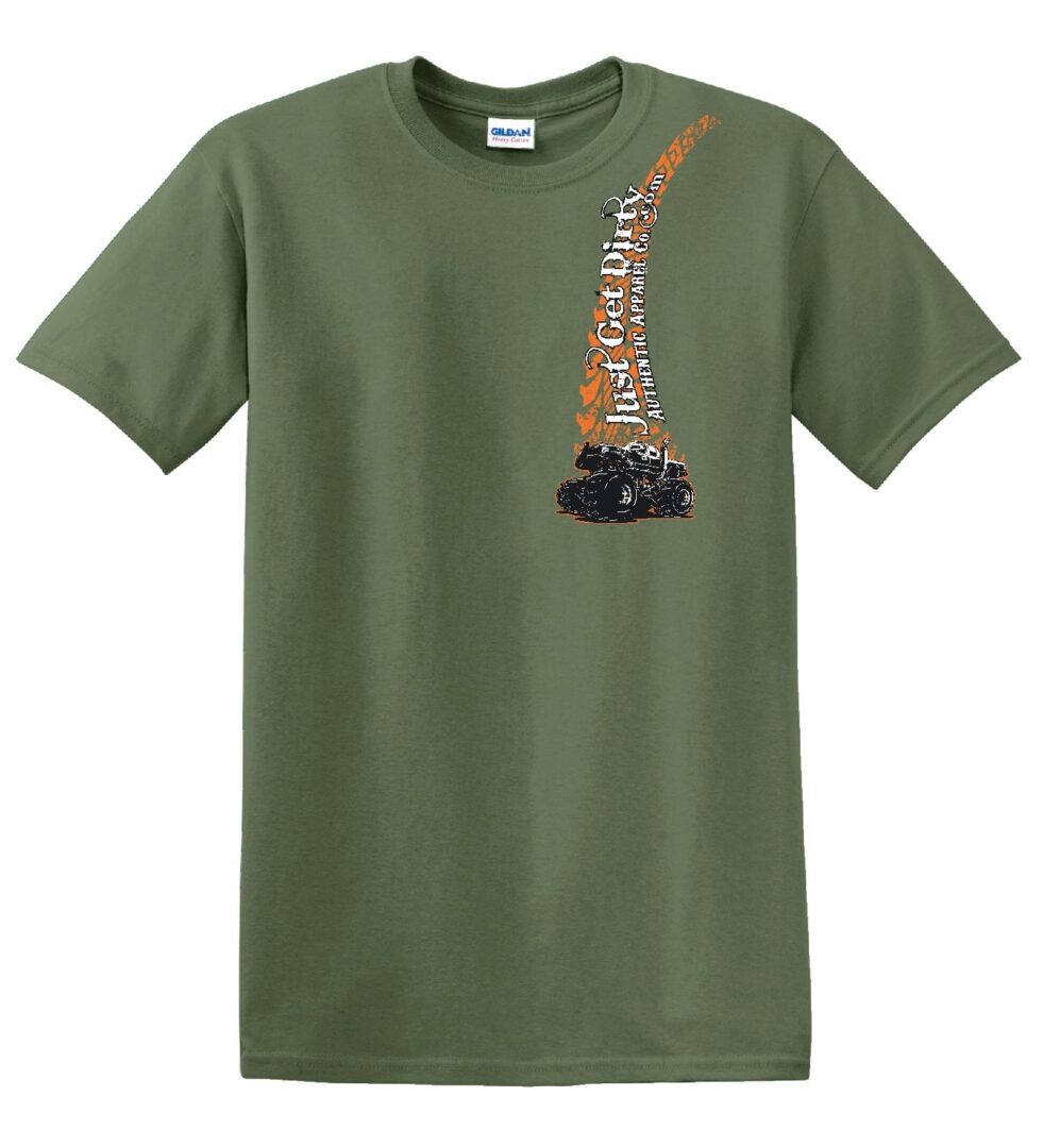 Just Get Dirty Monster Truck T-Shirt: Black, Green
