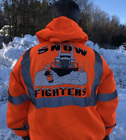 Snow Fighters Hi-Vis Full Zip Hoodie: Safety Orange, Safety Green