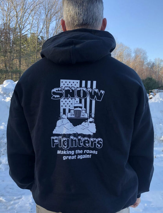 Snow Fighters USA Hoodie Black, Safety Orange