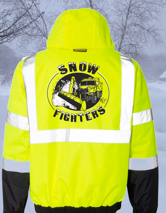 Snow Fighters Snow Plow Hi-Vis FULL ZIP Hoodie: Safety Green, Safety Orange