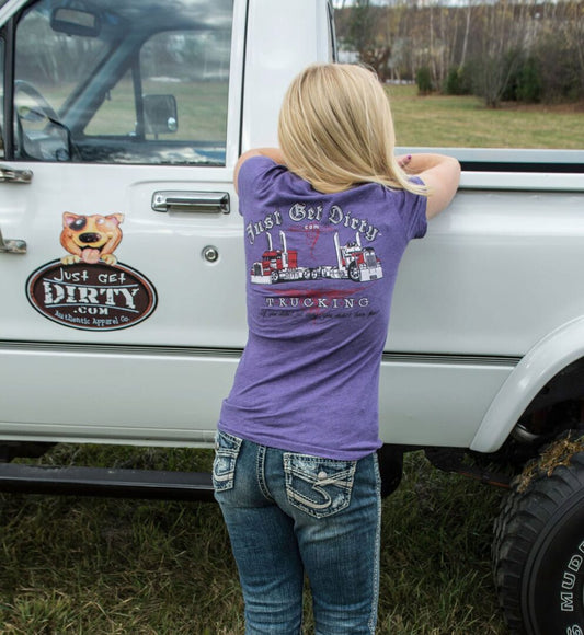 Women's Just Get Dirty Big Rig Trucking Tee