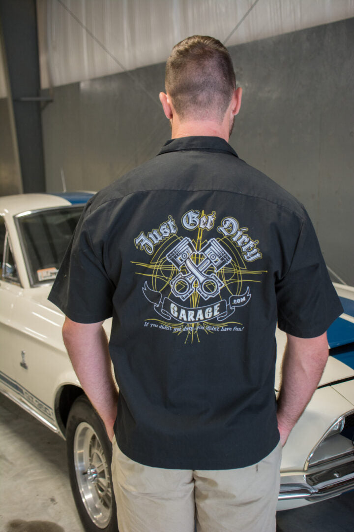 Just Get Dirty Piston Bowling Shirt