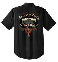 Just Get Dirty Rat Rod Bowling Shirt Black/Burgundy