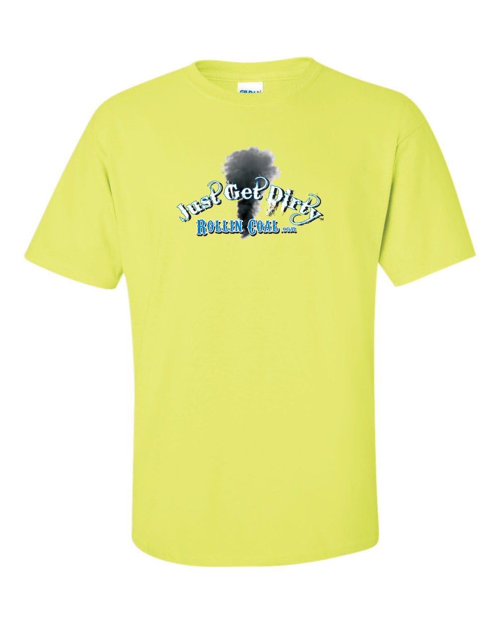 Just Get Dirty Rollin' Coal T-Shirt: Gray, Safety Green