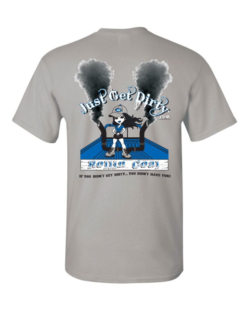 Just Get Dirty Rollin' Coal T-Shirt: Gray, Safety Green