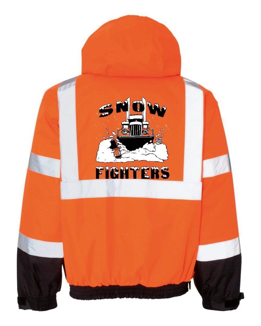 Snow Fighters Mid-Weight Bomber Jacket: Safety Green, Safety Orange