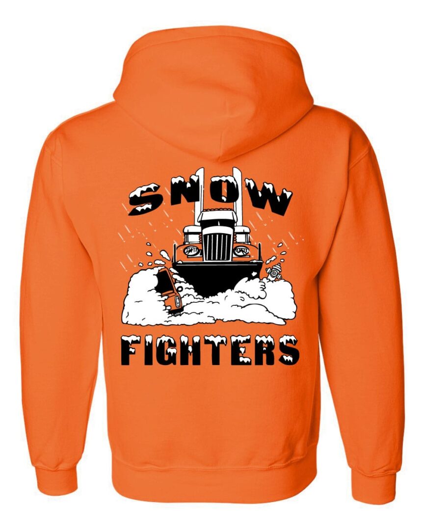 Snow Fighters Hoodie: Safety Orange, Safety Green
