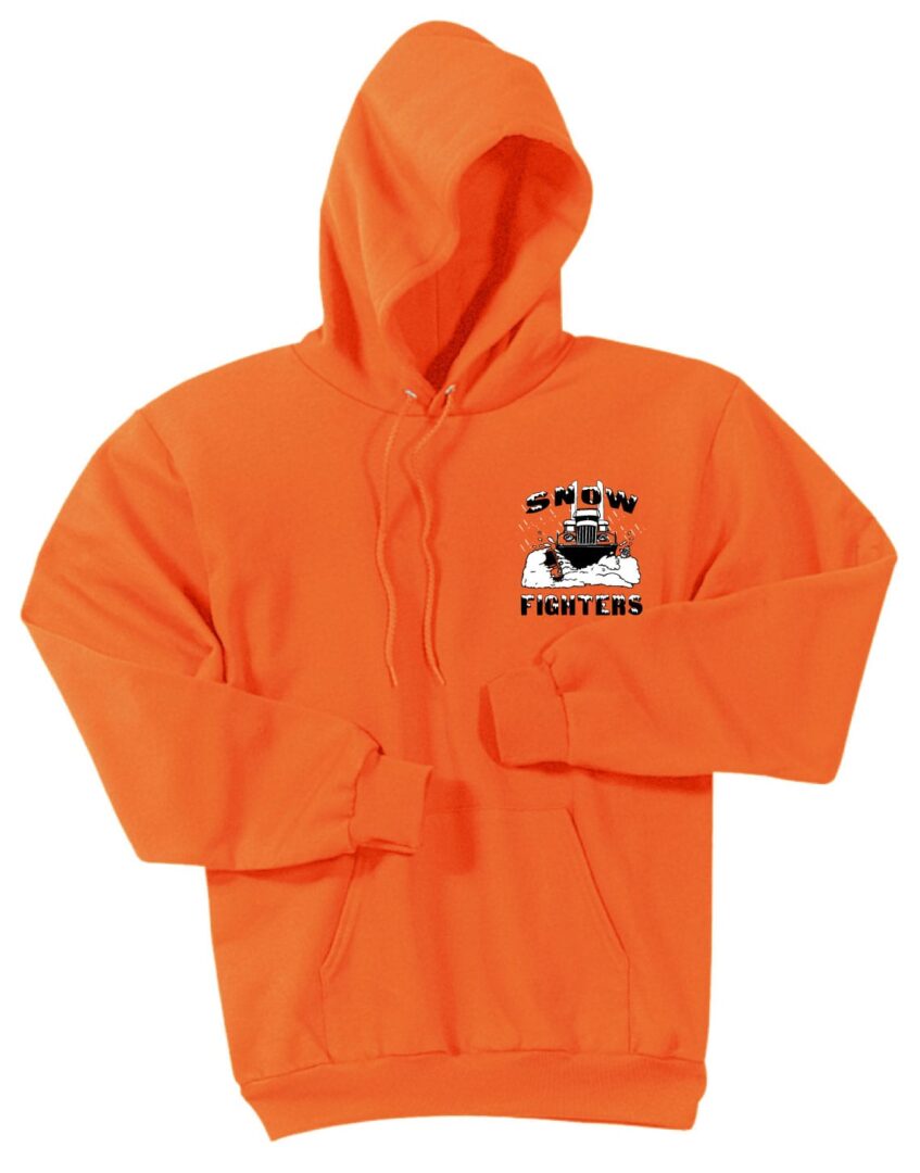 Snow Fighters Hoodie: Safety Orange, Safety Green