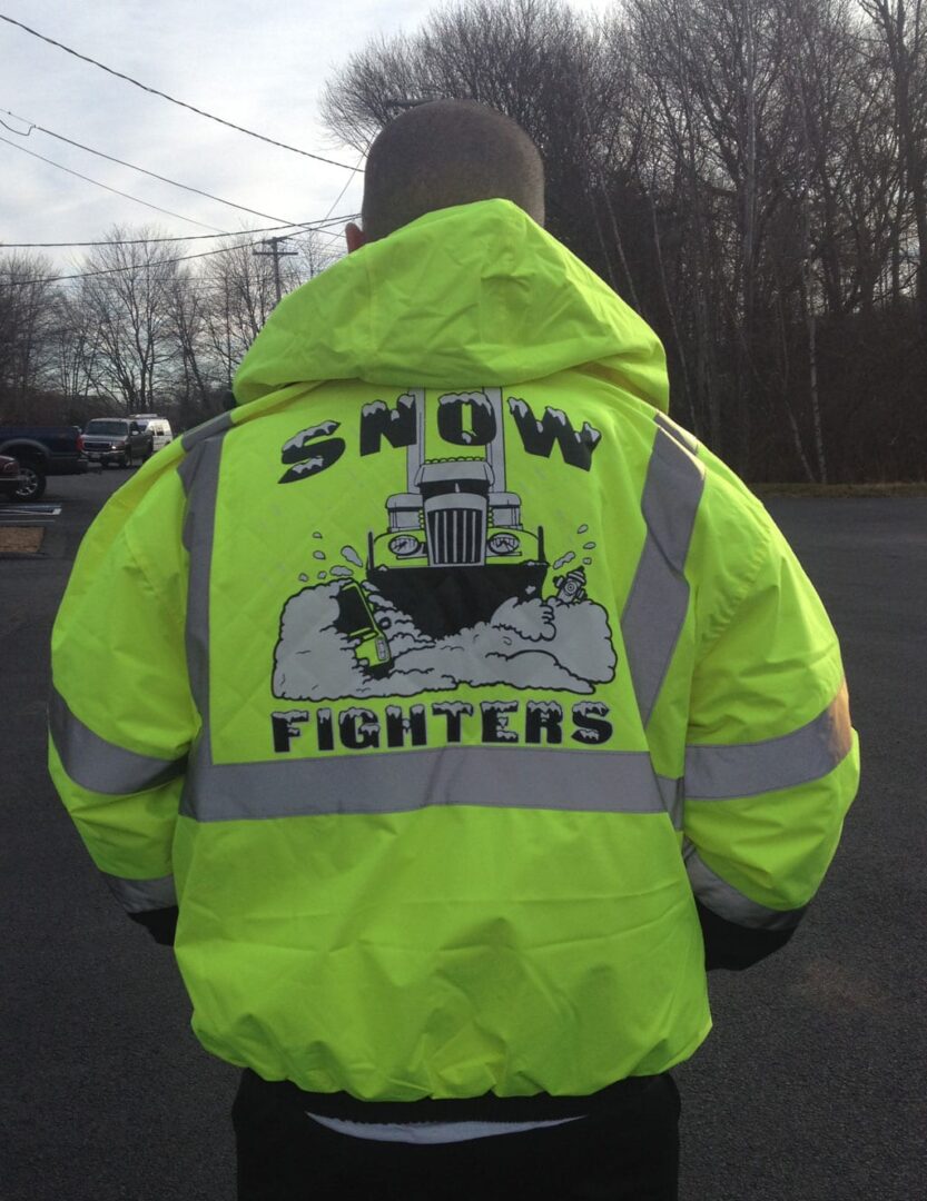 Snow Fighters Mid-Weight Bomber Jacket: Safety Green, Safety Orange