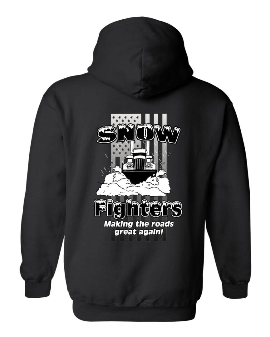 Snow Fighters USA Hoodie: Black, Safety Orange