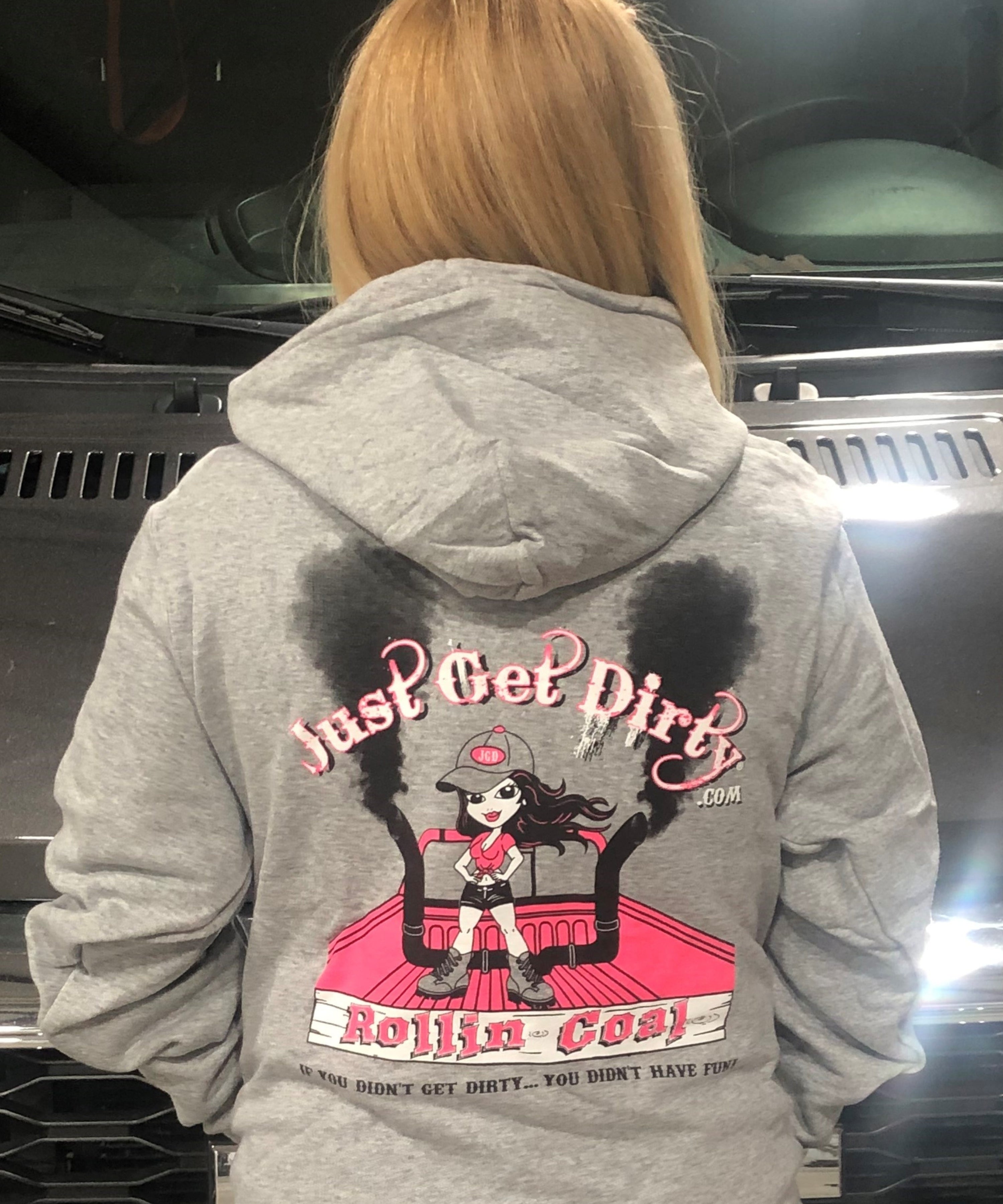 Just_Get_Dirty_Rollin_Coal_Women_s_Gray_Hoodie