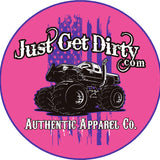 Just Get Dirty Pink and Purple Monster Truck Sticker