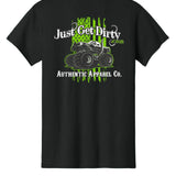 Just Get Dirty Monster Truck T-Shirt: Black, Green