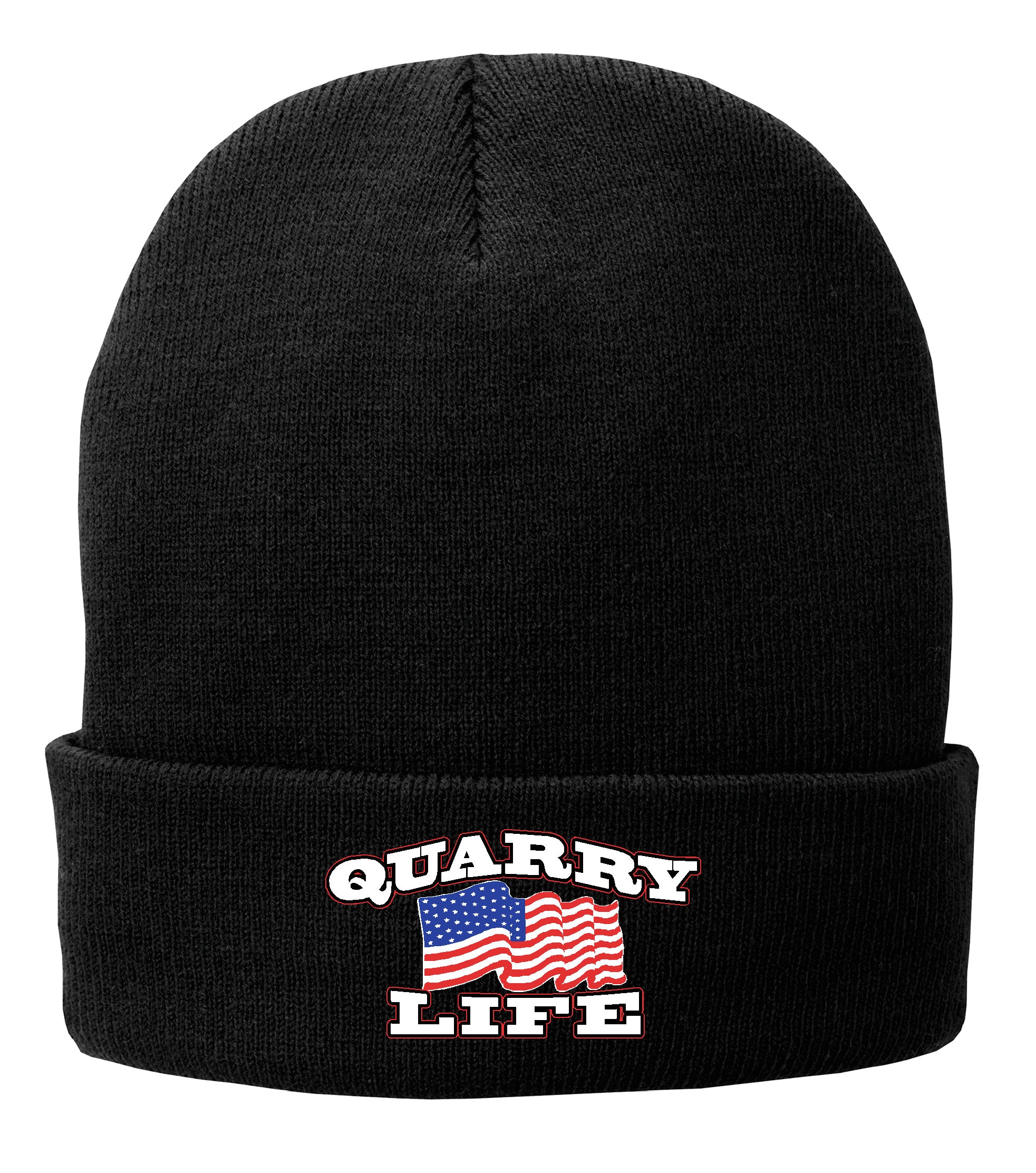 Quarry Life Fleece Lined Beanie, Black or Safety Green