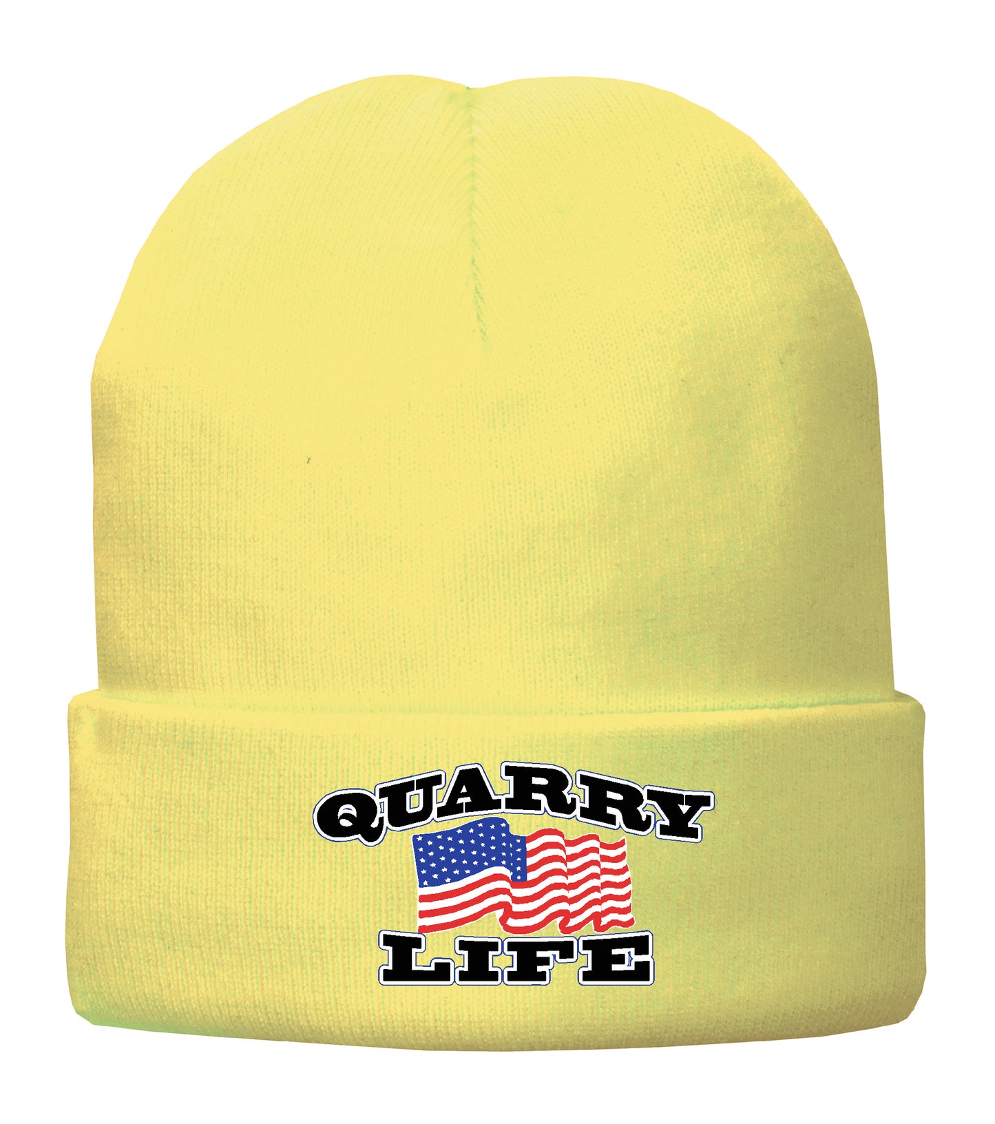 Quarry Life Fleece Lined Beanie, Black or Safety Green