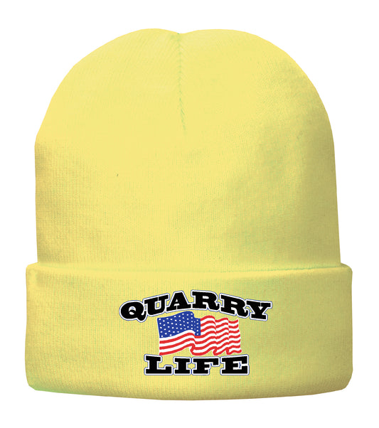 Quarry Life Fleece Lined Beanie, Black or Safety Green