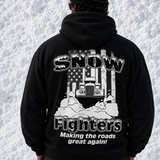 Snow Fighters USA Hoodie: Black, Safety Orange