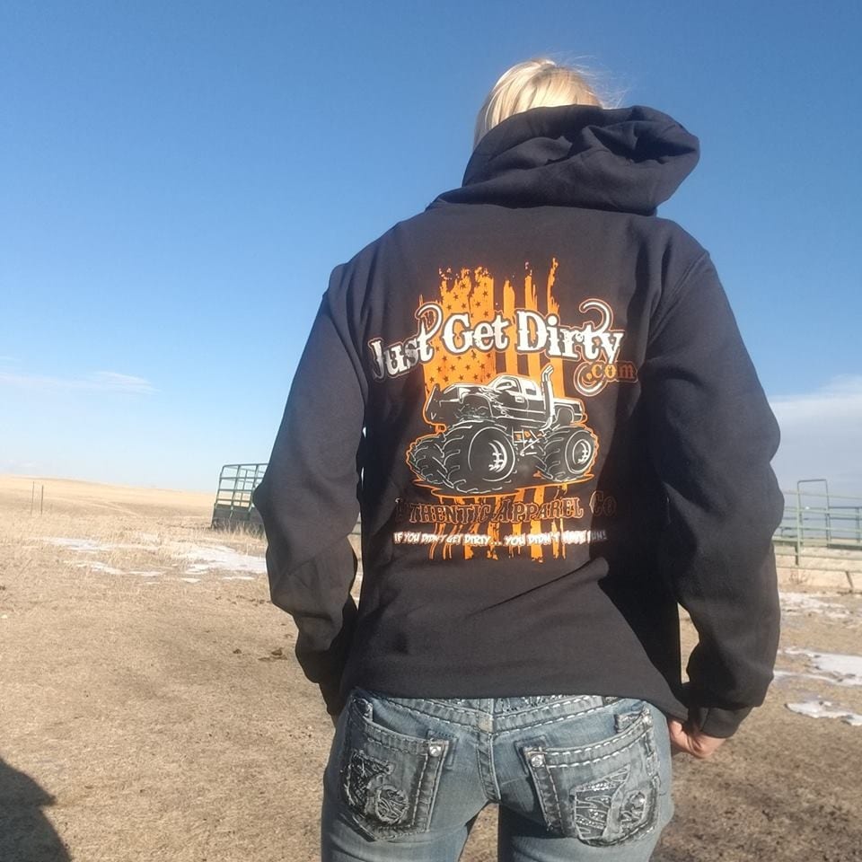 Black Just Get Dirty Monster Truck Hoodie