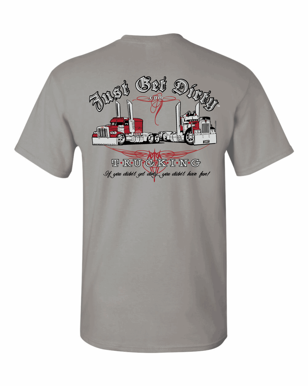 Just Get Dirty Big Rig Tee Gray, Navy, Safety Green