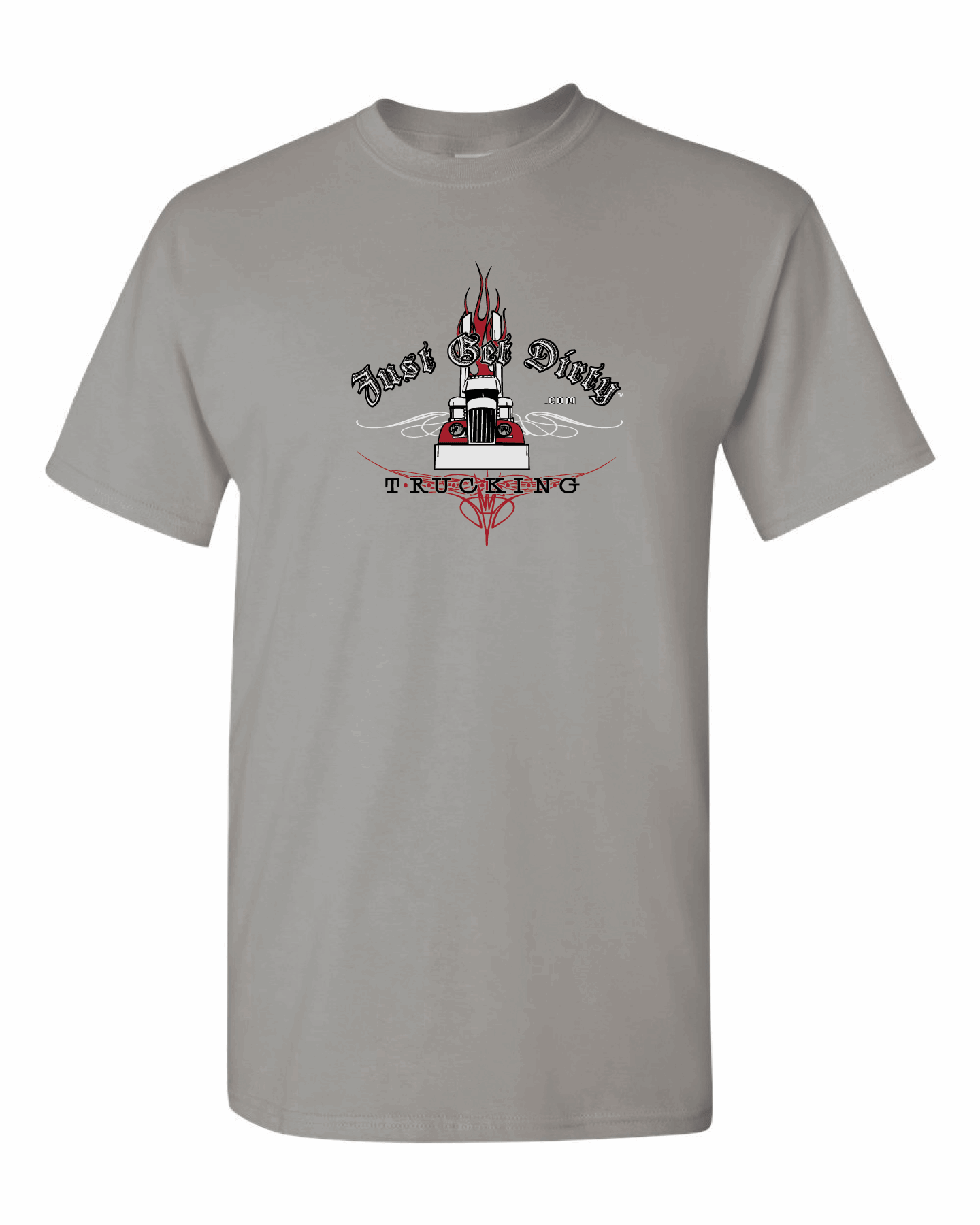 Trucking tee, Just Get dirty trucking tee, Kenworth t, Peterbilt t, big rig t-shirt, trucking t-shirt,