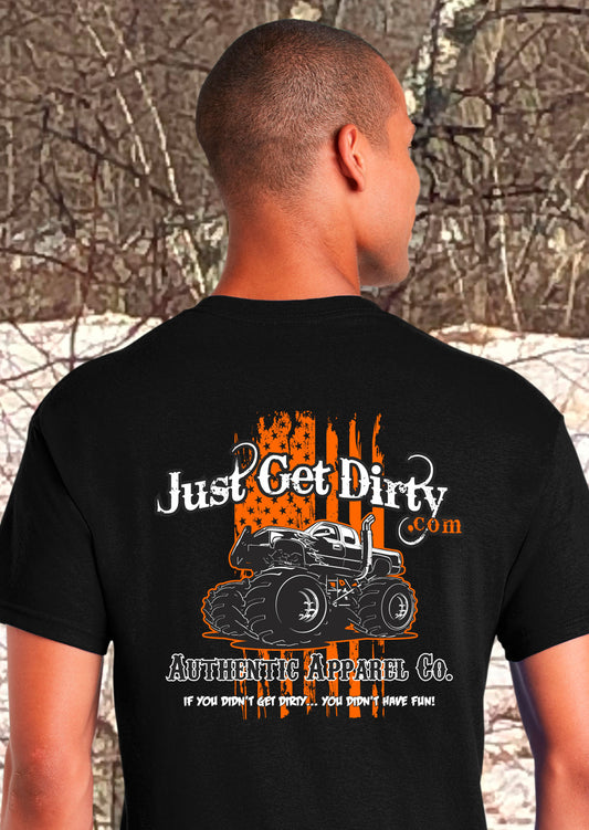 Just Get Dirty Monster Truck Tee Black, Green, Safety Green