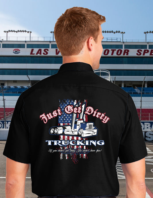Just Get Dirty Trucking for America Mechanic Shirt