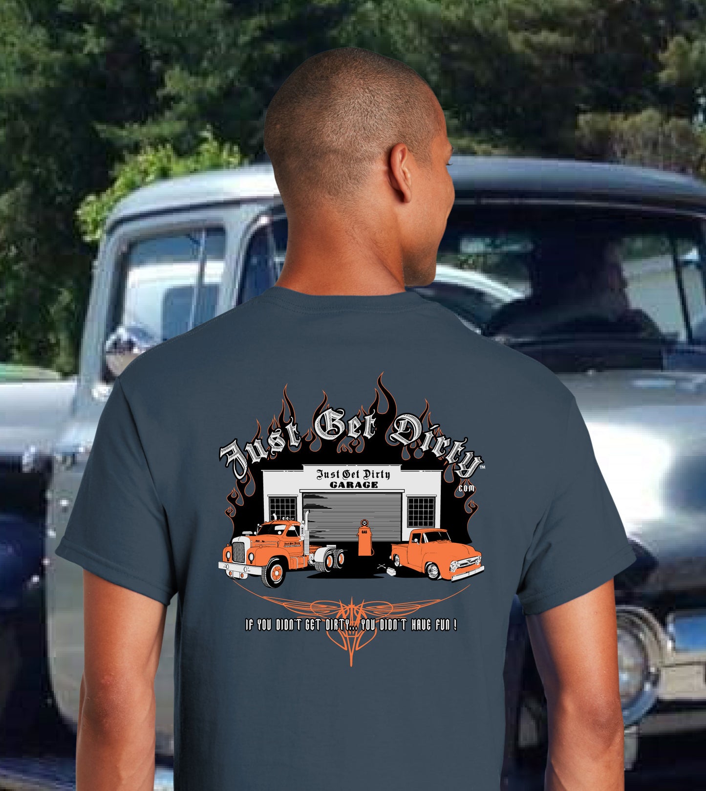 Just Get Dirty Garage Truck Blue T-shirt