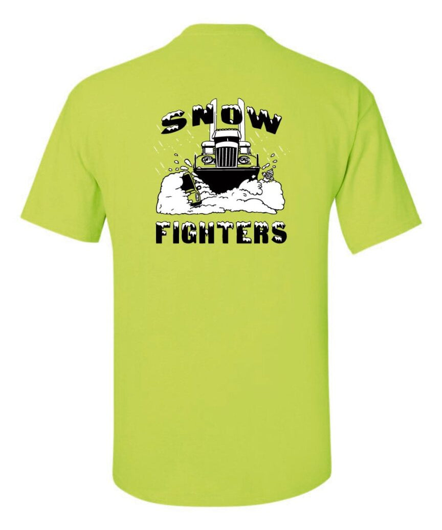 Snow Fighters T-Shirt:  Safety Orange, Safety Green