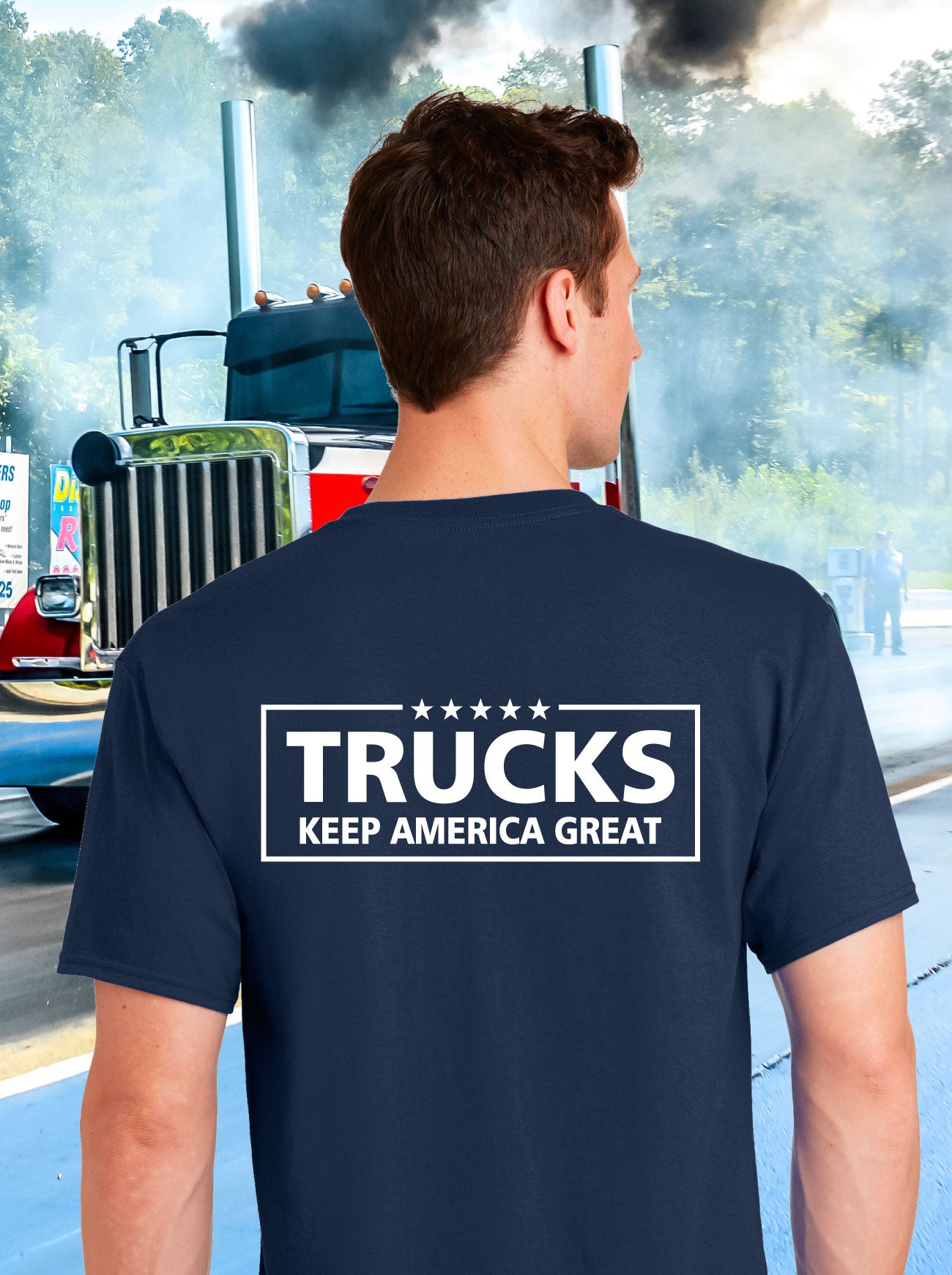 Trucks Keep America Great Navy Blue T-Shirt