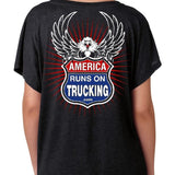 Women's America Runs on Trucking Dolman Tee