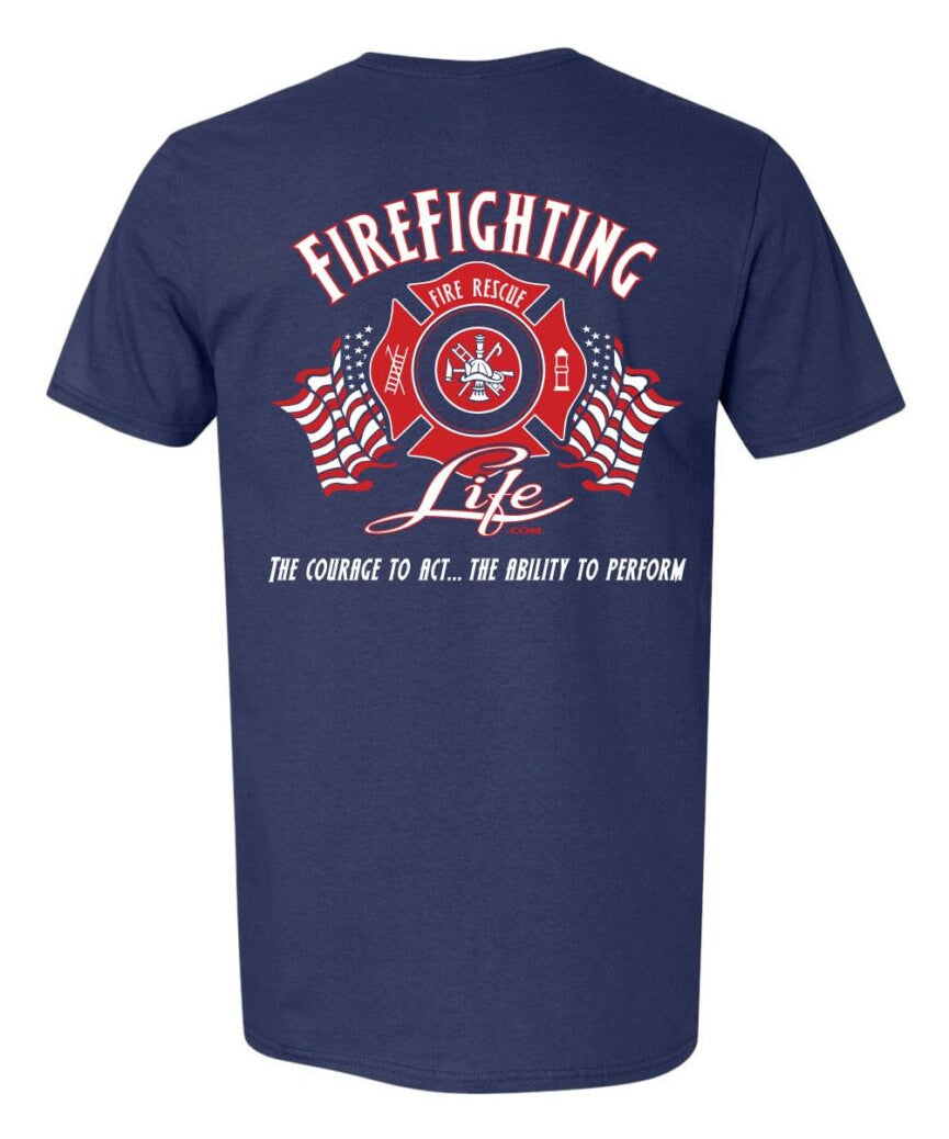 Navy T-shirt "Fire Fighting Life"