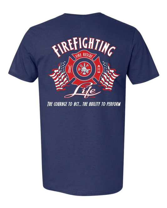 Navy T-shirt "Fire Fighting Life"
