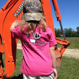 Kids Just Get Dirty Excavator Tee Line Green, Hot Pink