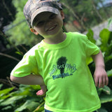 Kids Rollin' Coal Tee Gray/Pink, Safety Green/Blue