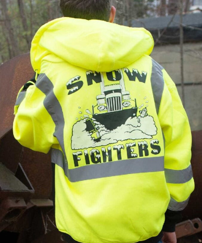 Snow Fighters Hi-Vis Full Zip Hoodie: Safety Orange, Safety Green