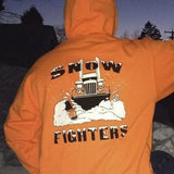 Snow Fighters Hoodie: Safety Orange, Safety Green