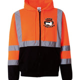 Snow Fighters Snow Plow Hi-Vis FULL ZIP Hoodie: Safety Green, Safety Orange