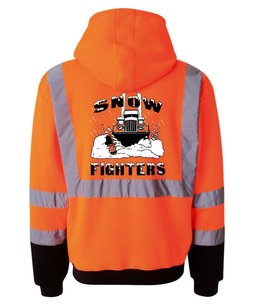 Snow Fighters Hi-Vis Full Zip Hoodie: Safety Orange, Safety Green