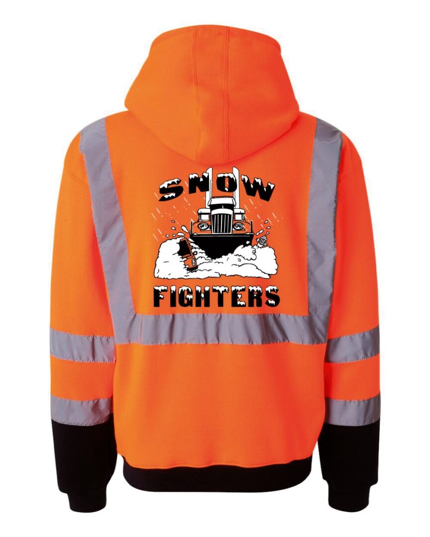 Snow Fighters Hi-Vis Full Zip Hoodie Safety Orange, Safety Green