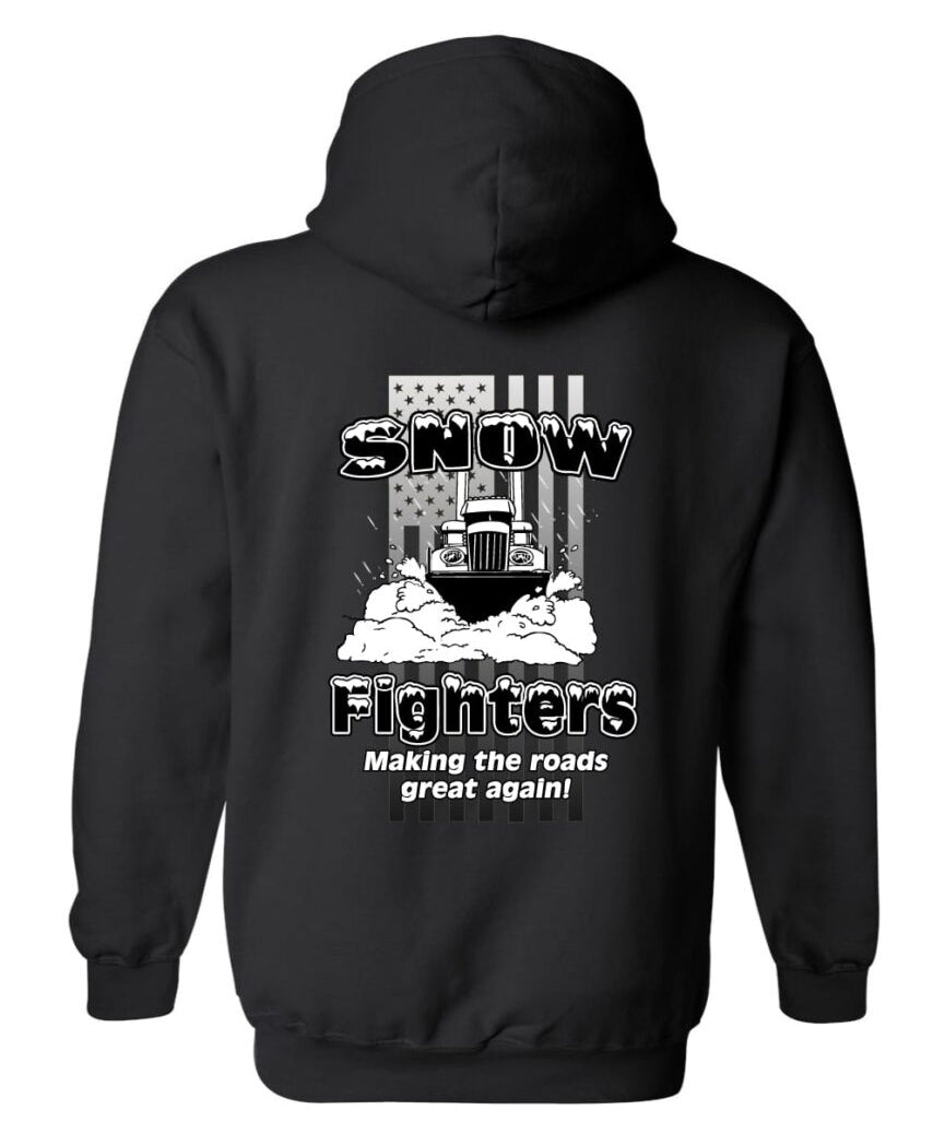 Snow Fighters USA Hoodie: Black, Safety Orange