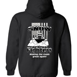 Snow Fighters USA Hoodie: Black, Safety Orange