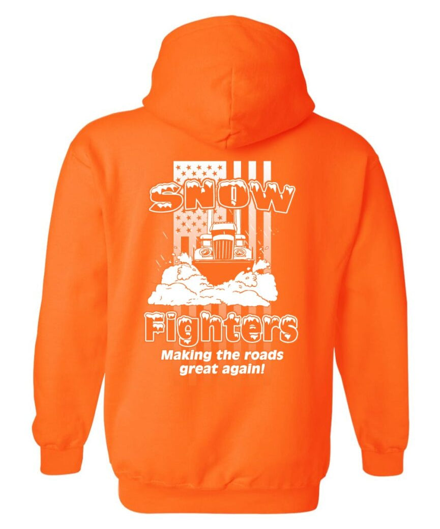 Snow Fighters USA Hoodie: Black, Safety Orange