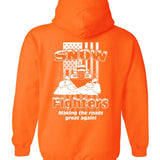 Snow Fighters USA Hoodie: Black, Safety Orange